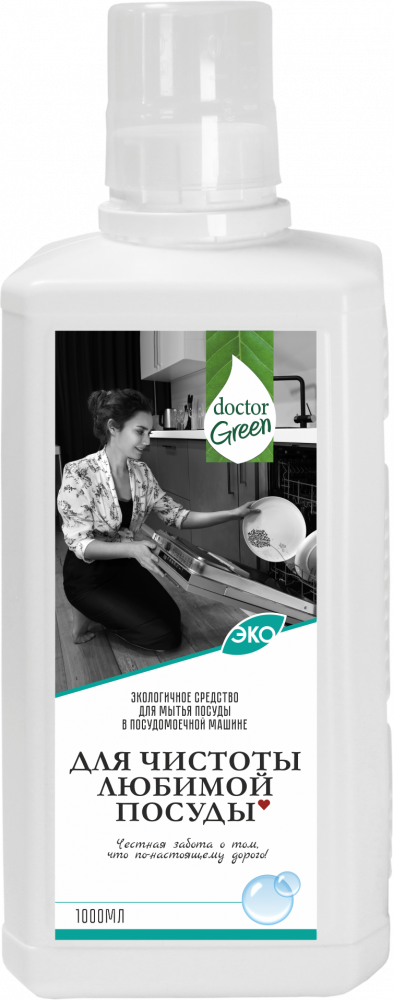 Экологичное средство для мытья посуды в посудомоечной машине Doctor Green «Для чистоты любимой посуды», 1000мл в Павлодаре.